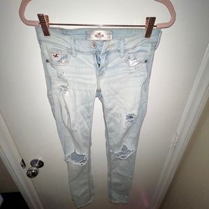 light wash low rise ripped super skinny jeans